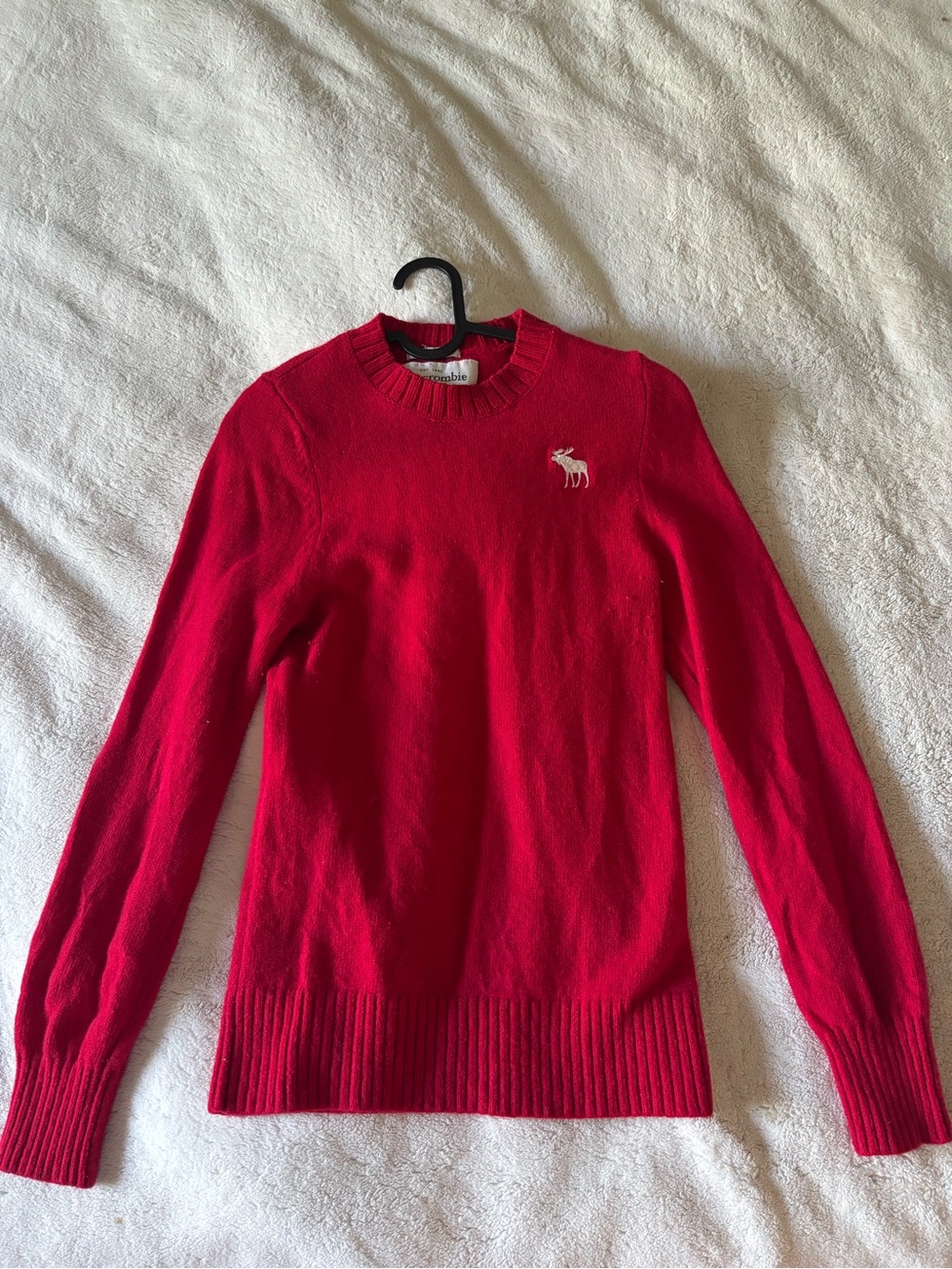 Abercrombie & Fitch Bright Red Crewneck Sweater with White Logo